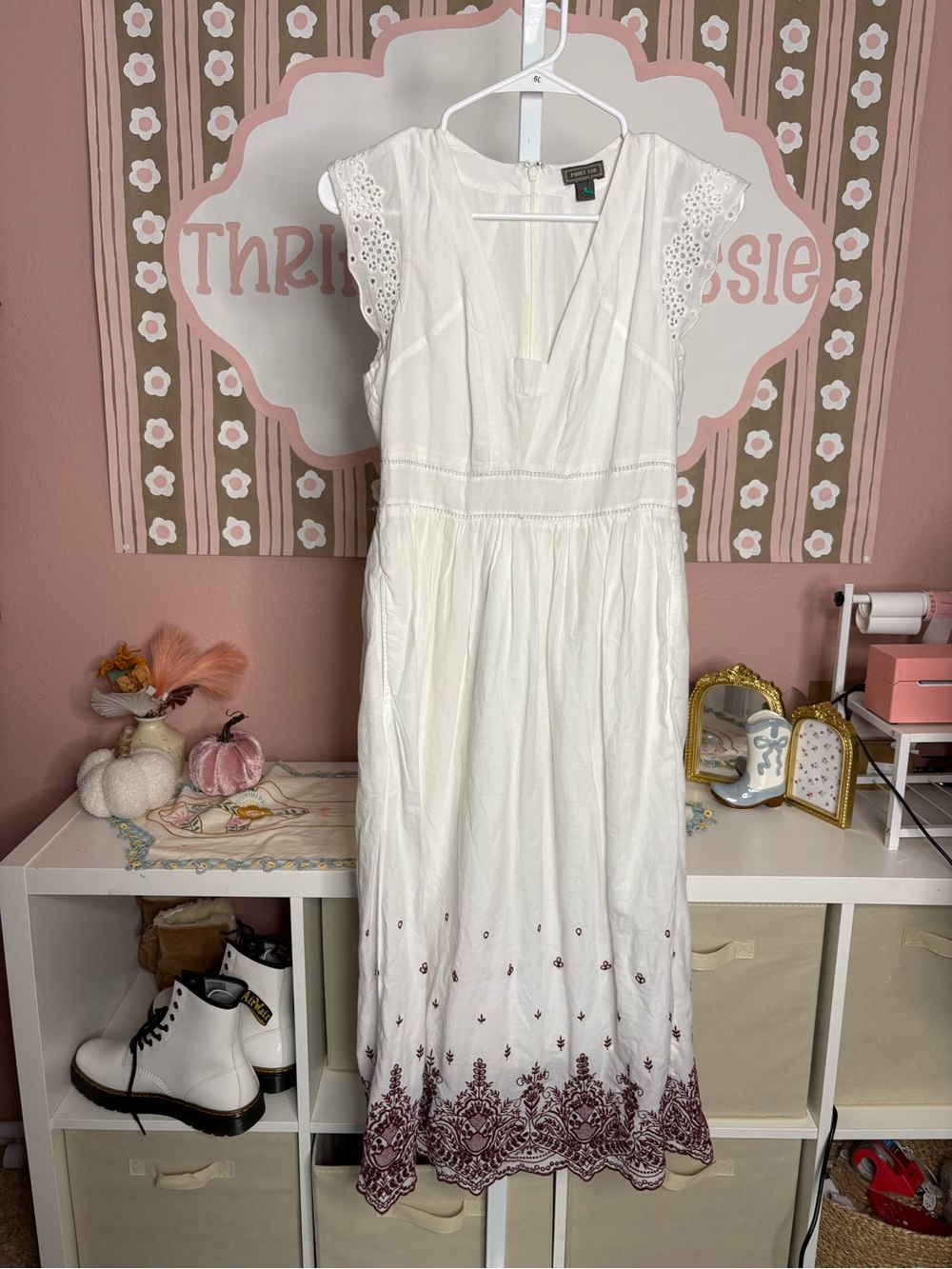 J.Crew Point Sur embroidered flutter-sleeve midi dress